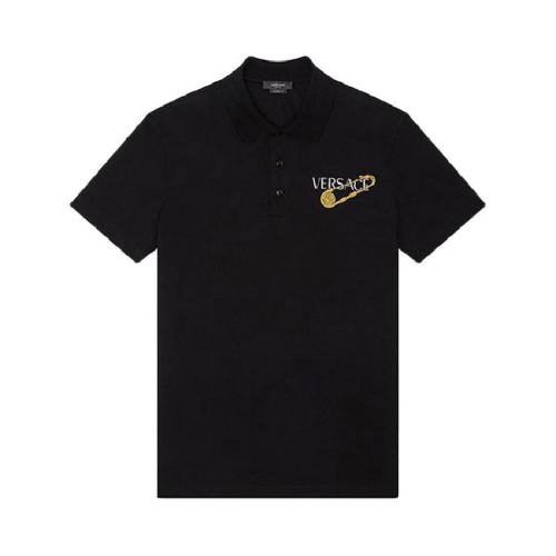  VERSACE/范思哲 男士黑色棉質(zhì)短袖polo衫 10015621A01159 1B000 PLFSX