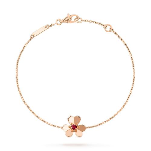  VCA梵克雅寶 22年秋冬 女士 手鐲 Bracelet Frivole， mini modele Or rose 750/1000， Rubis VC
