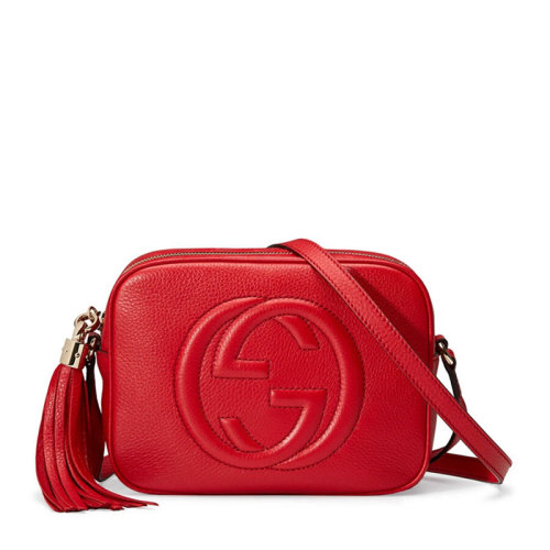 GUCCI/古馳 Disco bag系列女士米棕色粒面皮革經(jīng)典雙G徽標(biāo)圖案流蘇吊墜單肩包斜挎包女包 308364-A7M0G 多色可選