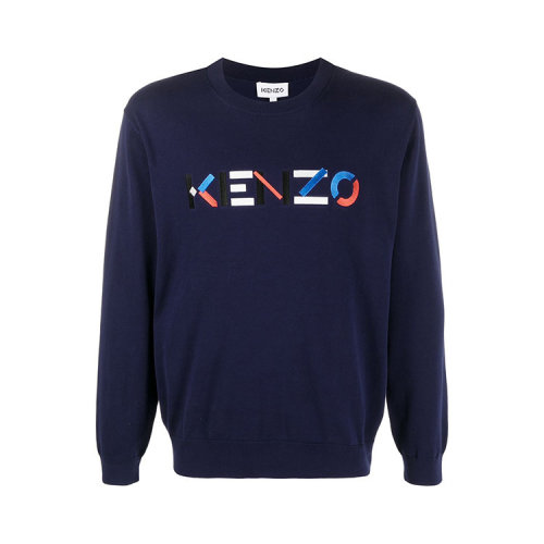 KENZO/高田賢三 凱卓男裝 品牌字母LOGO  男士深藍色棉質時尚圓領秋冬衛(wèi)衣 FB55PU5413LA.76