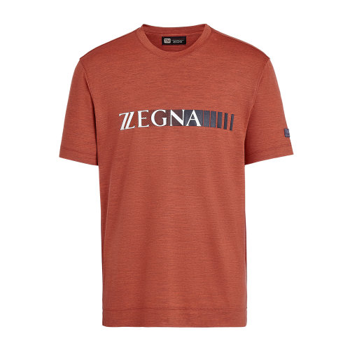 Z Zegna 桔色經典標志TECHMERINO? 羊毛男士短袖 T 恤 ZZT63U-VV390-6U3
