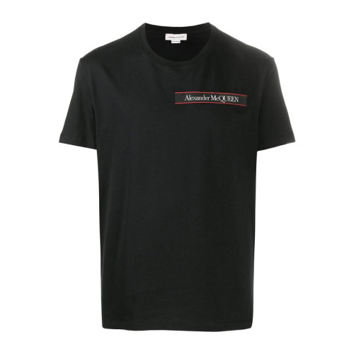 Alexander McQueen/亞歷山大麥昆 男裝 服飾 黑色翻領經典logo款時尚休閑開襟衫 男士短POLO