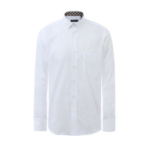 Aquascutum/雅格獅丹 棉質翻領男士長袖襯衫 襯衣 男裝