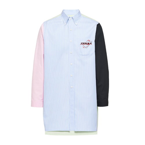 PRADA/普拉達(dá) 男士秀款撞色拼接襯衫