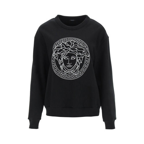 VERSACE/范思哲 女士黑色棉質經典印花裝飾圓領長袖上衣衛衣 1004129-1A01174-1B000