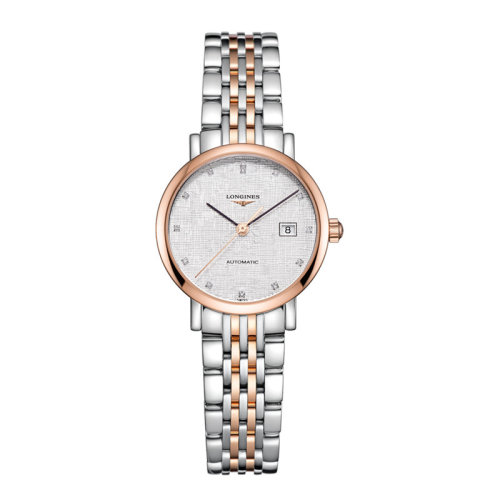 LONGINES/浪琴 博雅系列 精鋼表殼/200微米 18K包金玫瑰金表圈  鉆石時標(biāo) 自動機(jī)械 女士腕表 L4.310.5.77.7