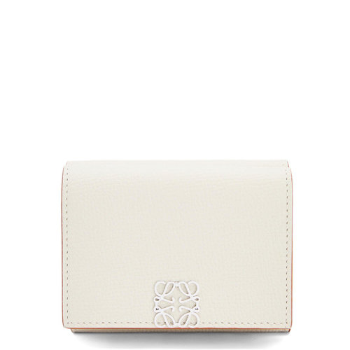 LOEWE/羅意威 20  女士幽靈白鵝卵石紋小牛皮徽標翻蓋三折錢包0010508430