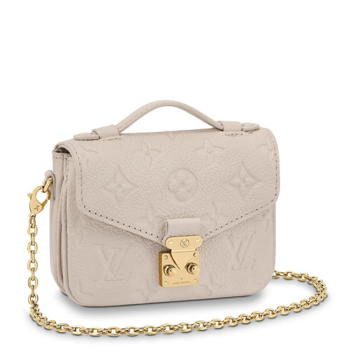Louis Vuitton/路易威登 22春夏新款METIS系列 女士MICRO淺褐色老花壓印皮革金扣金鏈單肩斜跨鏈條包M81390