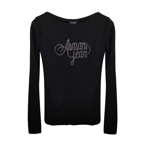 ARMANI JEANS/阿瑪尼牛仔 黑色女士長袖T恤