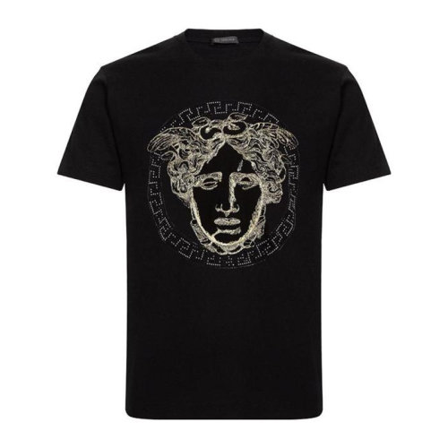 VERSACE/范思哲 男士黑色棉質經典美杜莎頭像印花裝飾圓領上衣短袖T恤 A81875-A224589-A008