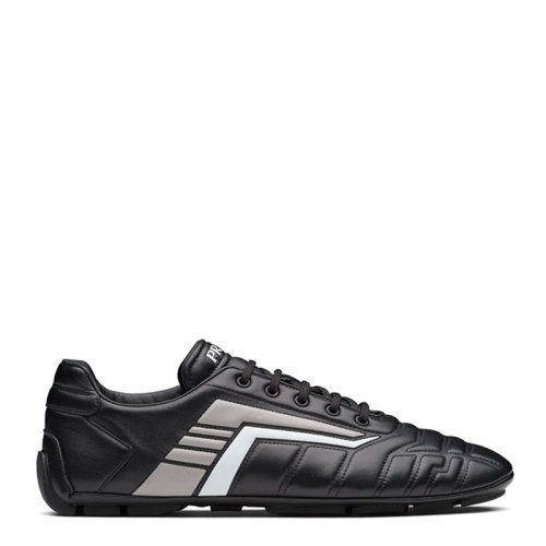 PRADA/普拉達 男士 男鞋 黑色皮革低幫休閑運動鞋 2EG325-A21-F0700