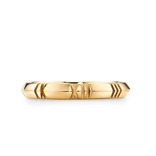 Tiffany & Co./蒂芙尼  Atlas X系列 18K金黃金羅馬數字戒指 GRP11738