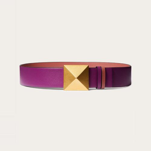  VALENTINO華倫天奴 22年秋冬 女士 腰帶 CEINTURE RéVERSIBLE ONE STUD EN VEAU BRILLANT. HA
