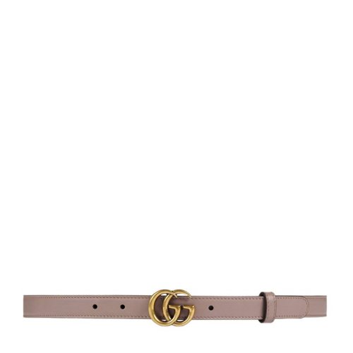 GUCCI/古馳 女士純色皮革金色雙GG板扣式時尚細款精致腰帶皮帶 409417-AP00T 多色可選