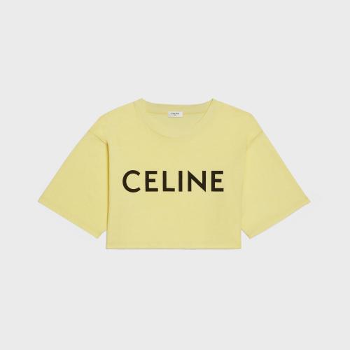  CELINE賽琳思琳 22年秋冬 女士 短袖T恤 CELINE棉質(zhì)平紋針織短款T恤 2X761671Q.11LK