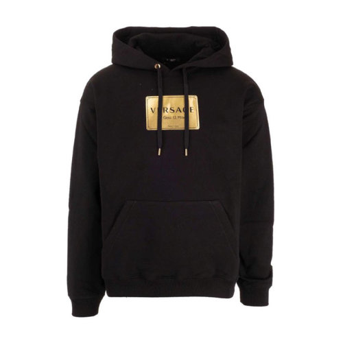 VERSACE/范思哲  男裝 時(shí)尚簡(jiǎn)約 男士黑色棉質(zhì)連帽衛(wèi)衣 A87450A-232781-A1008