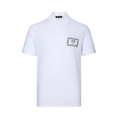 VERSACE/范思哲 男士白色棉質短袖上衣T恤POLO衫 A81898-A223004-A001