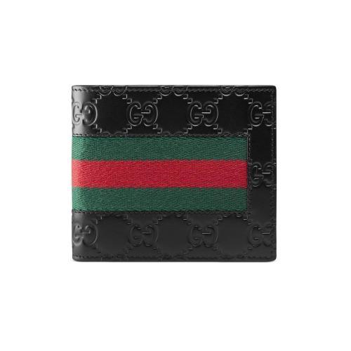  GUCCI古馳 22年秋冬 男士 Gucci Signature織帶錢包 408827 CWCLN 1060 預定商品2-6周發貨