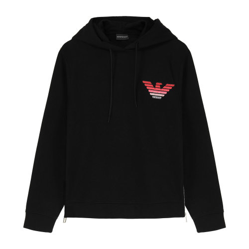 Emporio Armani/安普里奧阿瑪尼 黑色 男士漸變鷹徽標圖貼飾套頭連帽衛衣 3H1MN6-1JVTZ-F054