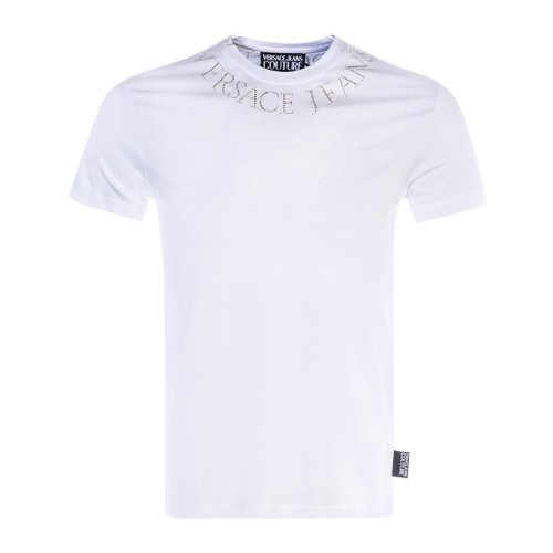  VERSACE JEANS COUTURE 男士白色棉質短袖T恤 B3GUA7KC 36598 003 PLFSX