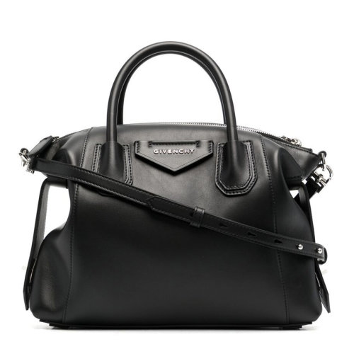 Givenchy/紀梵希 ANTIGONA系列女士黑色小牛皮正面徽標貼片裝飾拉鏈開合單肩包斜挎包手提包女包 BB50F3B11E-001