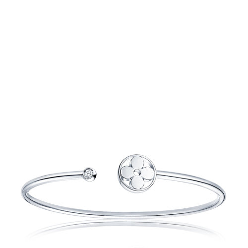 Louis Vuitton/路易威登 BLOSSOM TWIST系列 經典款18k金白金鉆石花卉圖案手鐲Q95536