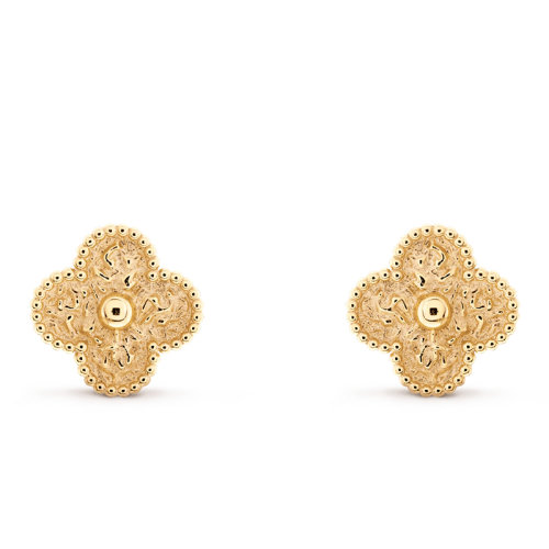 Van Cleef & Arpels/梵克雅寶 經典Vintage Alhambra系列 18K金黃金四葉草耳釘 VCARO1IH00