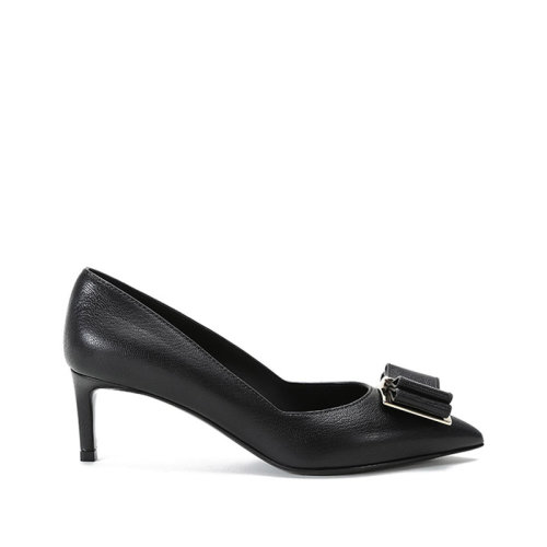 Salvatore Ferragamo/菲拉格慕  女士ZAIA系列羊皮雙蝴蝶結(jié)高跟鞋單鞋 0737368
