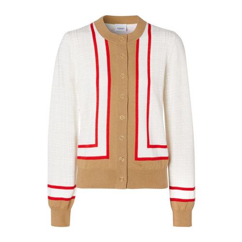 Burberry 博柏利 女士服裝 白色羊毛開(kāi)衫 女士針織衫毛衣