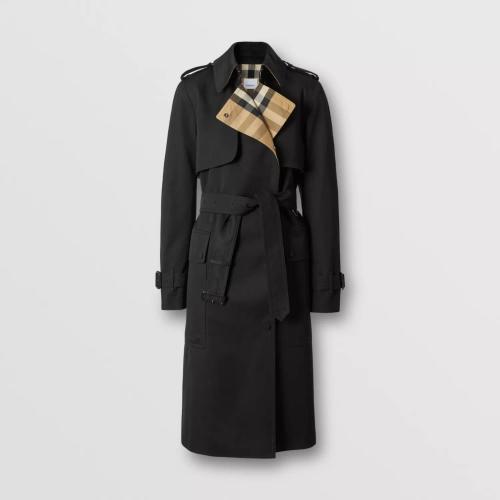 BURBERRY 22年秋冬 女士 格紋裁片棉質(zhì)嘎巴甸 Trench 風衣 80446781 預定商品1-3周發(fā)貨