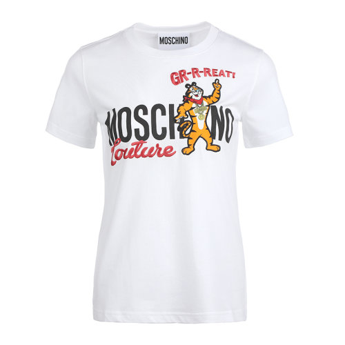 MOSCHINO/莫斯奇諾22春夏Chinese New Year印花刺繡女士短袖T恤 A077910401