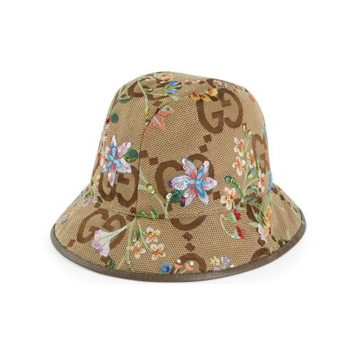  GUCCI古馳 22年秋冬 女士 飾花卉刺繡超級GG軟呢帽 701842 3HAJM 2584