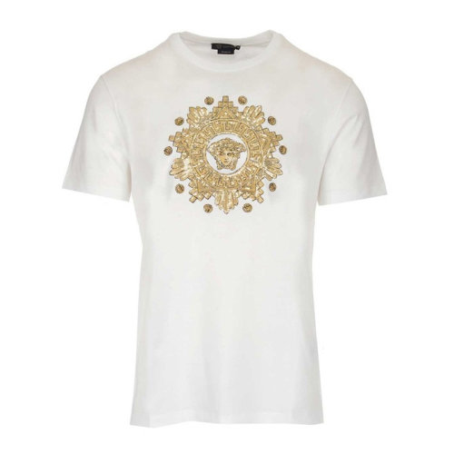 VERSACE/范思哲男士純色棉質(zhì)經(jīng)典美杜莎頭像裝飾圓領(lǐng)短袖上衣T恤 A85171-A228806 多色可選