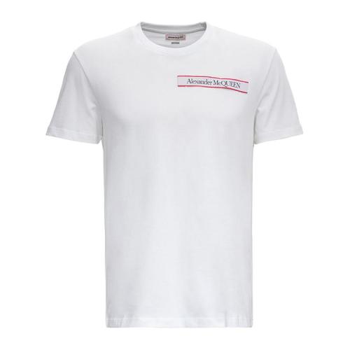 Alexander McQueen/亞歷山大麥昆 男士白色棉質短袖T恤 642662-QRX74-0901