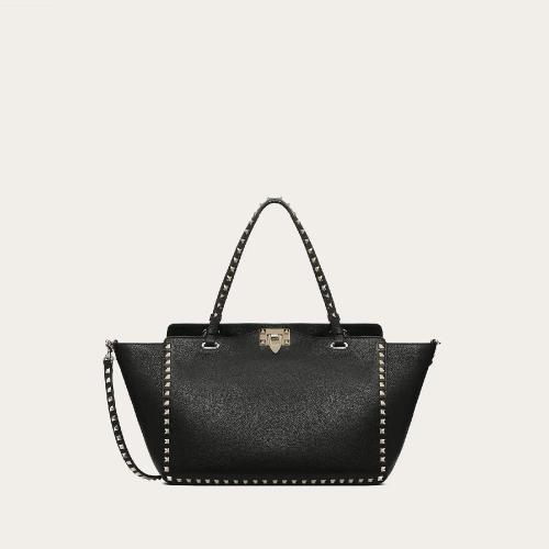  VALENTINO華倫天奴 22年春夏 女士 手提包 SAC ROCKSTUD FORMAT MOYEN EN CUIR DE VEAU GRA 預定商品1-3周發貨