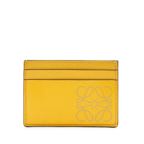LOEWE/羅意威 21新款 女士芥末色/淡燕麥色經典小牛皮徽標卡片夾0010593366