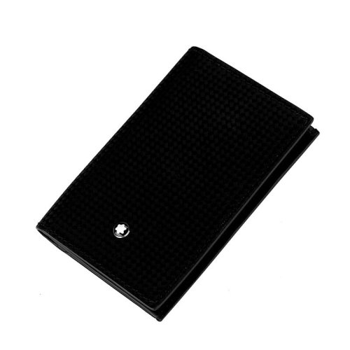 MontBlanc/萬寶龍 男士風尚系列簡約牛皮名片夾 折疊錢包卡包111141黑色