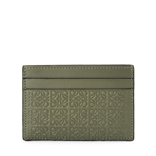 LOEWE/羅意威 20  女士鱷梨綠徽標壓花真絲小牛皮卡片夾0010623593