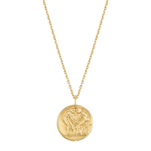 Van Cleef & Arpels/梵克雅寶 新款Zodiaque十二星座系列 18K金黃金Geminorum雙子座徽章圓形吊墜VCARP7SV00