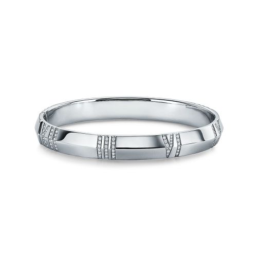 Tiffany & Co./蒂芙尼  Atlas X系列 大號18K金白金配以150顆圓形明亮式切割鉆石羅馬數(shù)字手鐲GRP11574