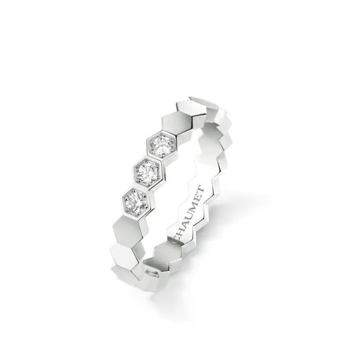 Chaumet/尚美 經典BEE MY LOVE系列 18k金白金愛?巢鉆石戒指 083360