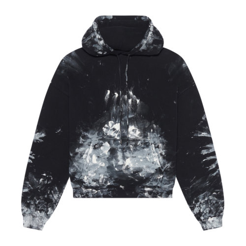Balenciaga/巴黎世家 PAINTER系列女士拼色棉質涂鴉裝飾中號抓絨長袖上衣衛衣連帽衫運動衫套頭衫 662531-TKVG2-1070