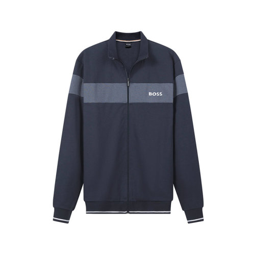 HUGO BOSS/雨果博斯 【22秋冬新款】 男士拉鏈衛(wèi)衣開衫運動衫外套刺繡徽標圖案 50473524