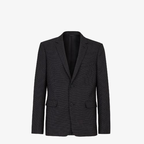  FENDI芬迪 22年秋冬 男士 西服外套 黑色羊毛休閑西裝 FJ0853AHBVF09WY