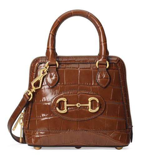  GUCCI古馳 22年秋冬 女士 Gucci 馬銜扣1955系列鱷魚皮迷你手提包 640716 EV40G 2535