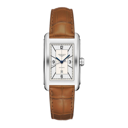 LONGINES/浪琴 黛綽維納系列 女士銀色自動機械精鋼表殼和鱷魚皮表帶腕表27.7X43.8毫米L5.757.4.73.3
