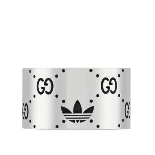 GUCCI/古馳 22新款阿迪達斯聯名款 男女同款925純銀互扣式雙G三葉草徽標刻花超寬版戒指702768J84000728