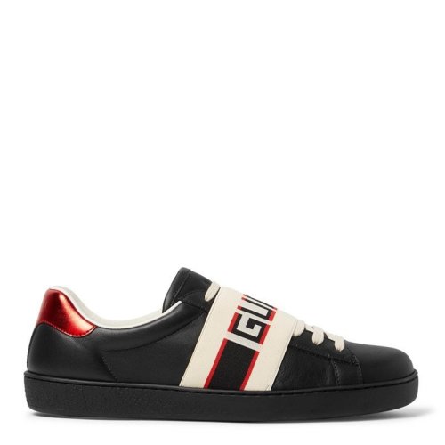 GUCCI/古馳 男鞋  品牌字母LOGO 男士黑色皮革時(shí)尚百搭休閑運(yùn)動(dòng)鞋 523469 0FIV0 1076