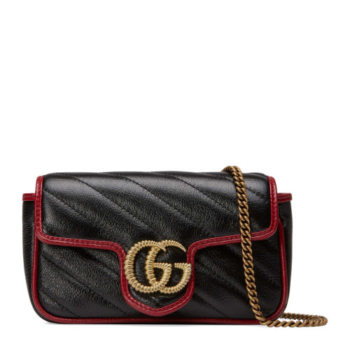 GUCCI/古馳   Marmont系列 女士皮質GG金屬扣時尚鏈條包單肩斜挎包
