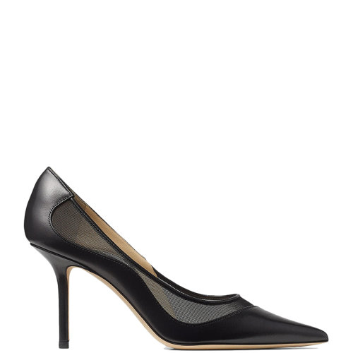 Jimmy Choo/周仰杰 22年秋冬新款 Love 85系列 女士黑色納帕皮革和網眼尖頭高跟鞋LOVE85NMS-NOIR